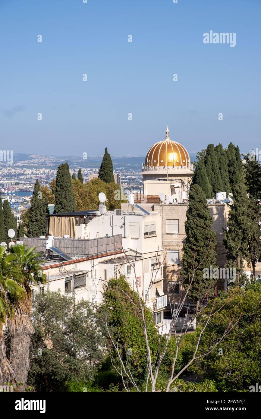 Le paysage urbain de la ville et de la zone métropolitaine de Haïfa. Vie panoramique Banque D'Images