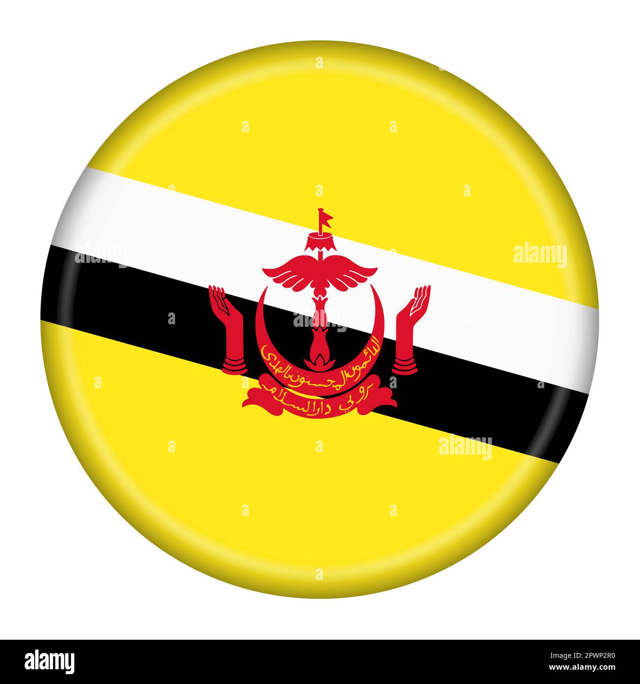 Une illustration Brunei Button Flag 3D avec masque Banque D'Images