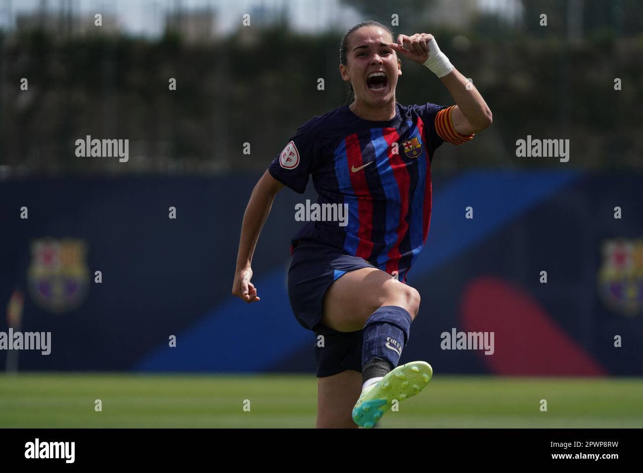 ARI Mingueza - FC Barcelona B Femenino 3-2 RCDEspanyol Femenino Banque D'Images