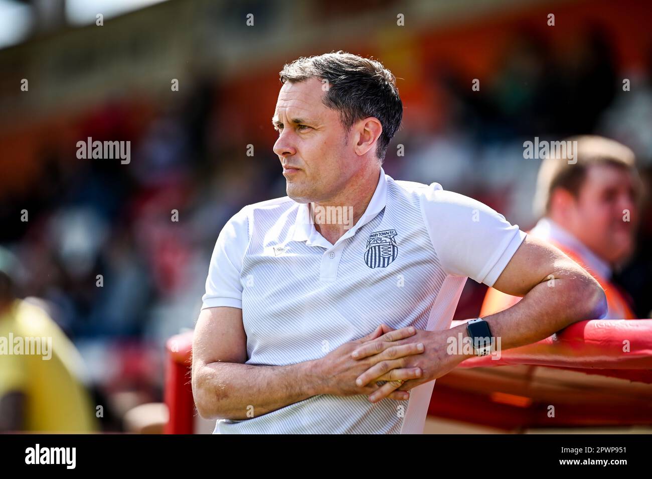 Paul Hurst lors du match de football Sky Bet EFL League deux entre le Stevenage FC et le Grimsby Town FC au stade Lamex, Stevenage, Angleterre, le 2 Banque D'Images