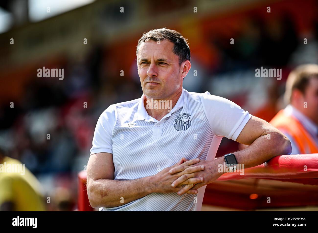 Paul Hurst lors du match de football Sky Bet EFL League deux entre le Stevenage FC et le Grimsby Town FC au stade Lamex, Stevenage, Angleterre, le 2 Banque D'Images