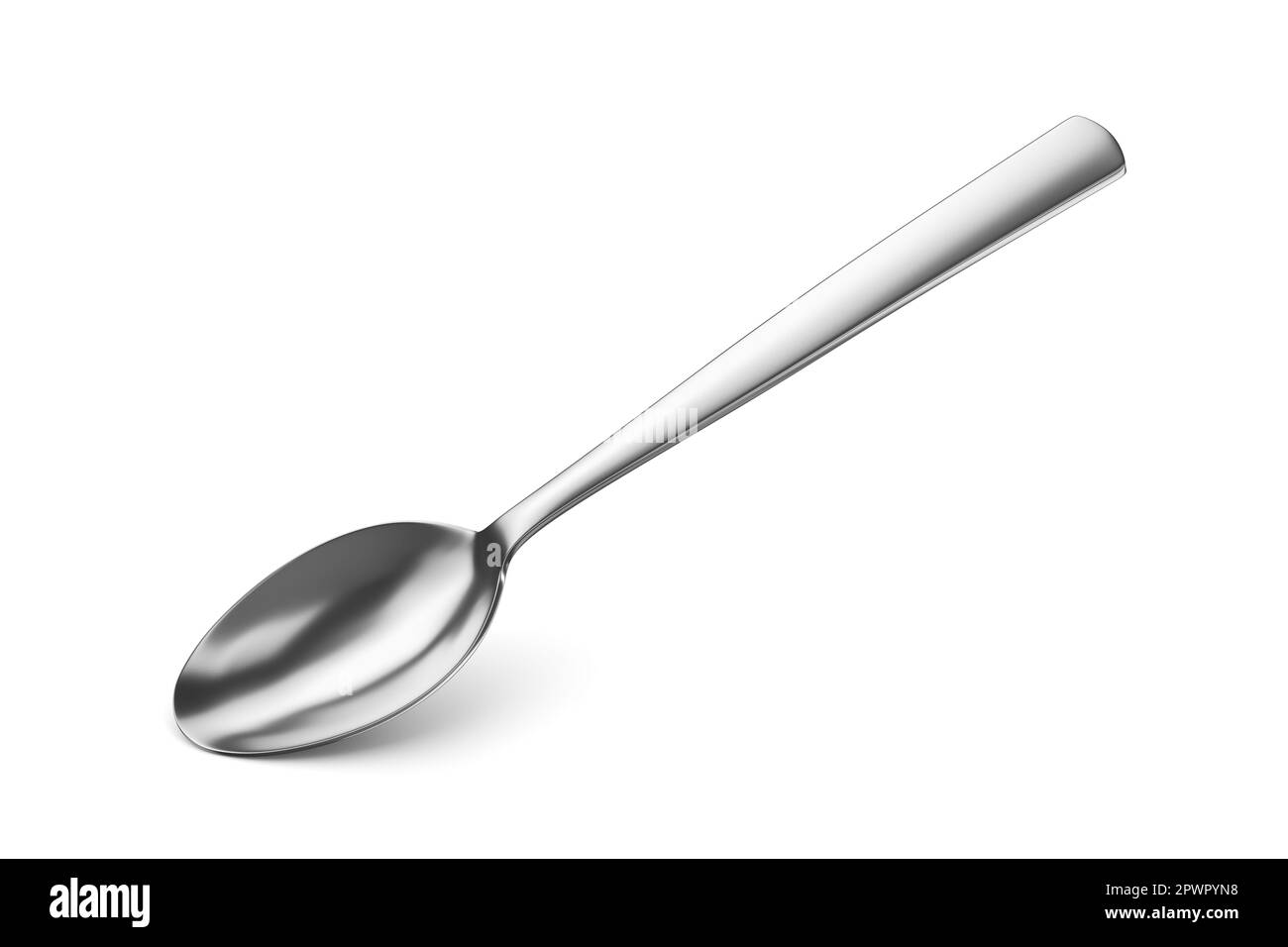 Cuillère à café en argent isolée sur fond blanc. 3d illustration du rendu. Banque D'Images