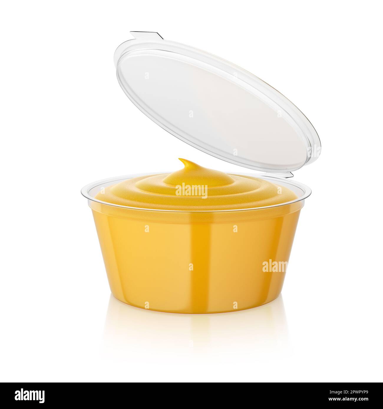 Ouvrir la sauce au curry dans un récipient à trempette isolé sur du blanc. 3D illustration du rendu. Banque D'Images Ouvrir la sauce au curry dans un récipient à trempette isolé sur du blanc. 3D illustration du rendu. Banque D'Images