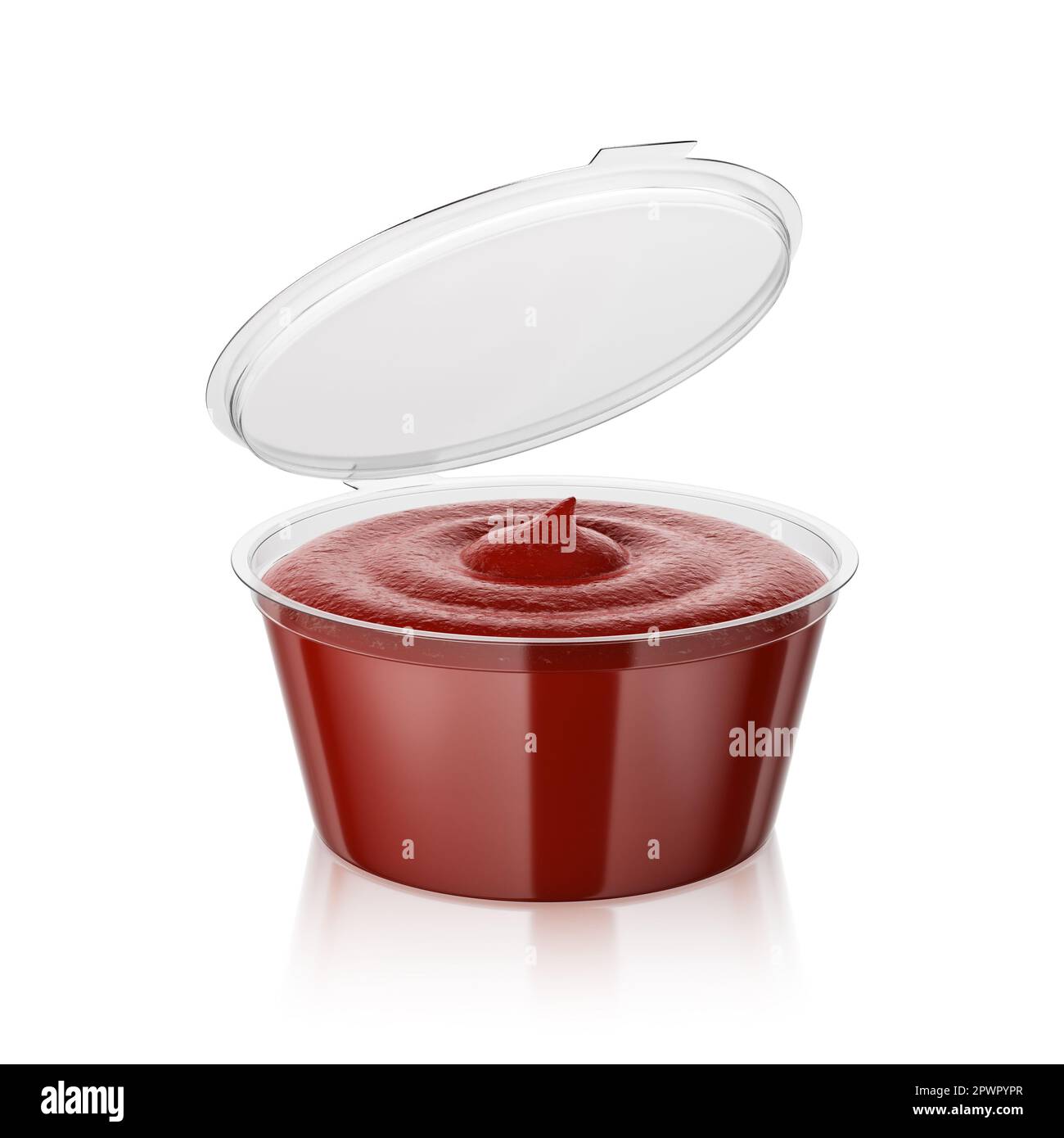 Ouvrir la sauce barbecue dans un récipient à trempette isolé sur du blanc. 3D illustration du rendu. Banque D'Images Ouvrir la sauce barbecue dans un récipient à trempette isolé sur du blanc. 3D illustration du rendu. Banque D'Images