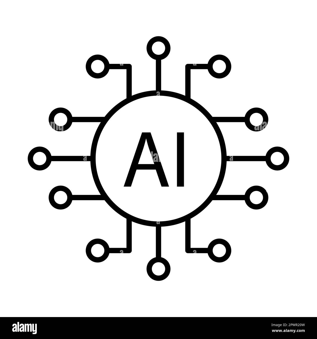 Intelligence artificielle puce ai vecteur icône symbole pour le design graphique, logo, site Web, médias sociaux, application mobile, Illustration de l'interface utilisateur Illustration de Vecteur