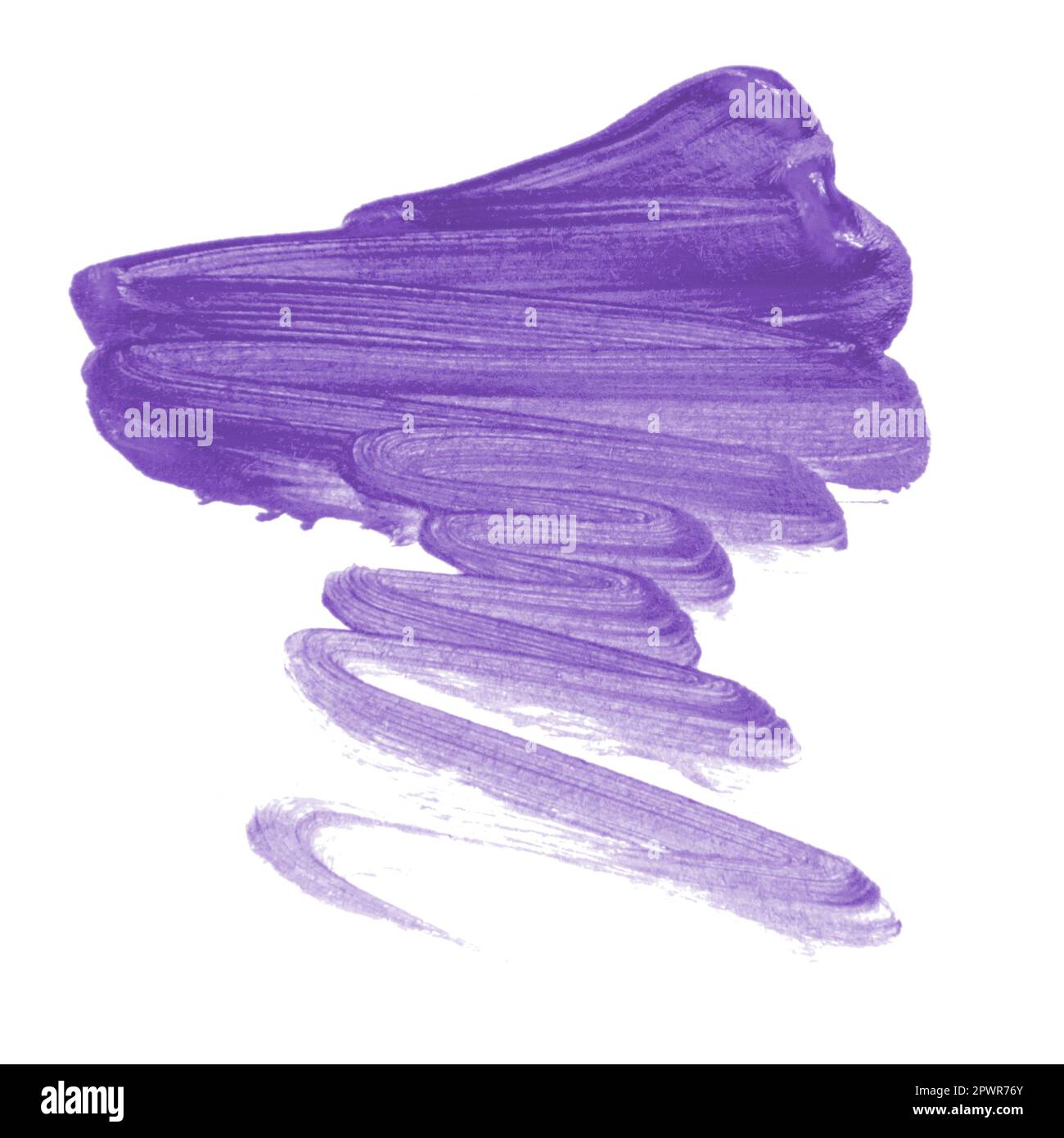 Acrylique violet violet pinceau piste vierge art isolé sur le fond blanc Banque D'Images