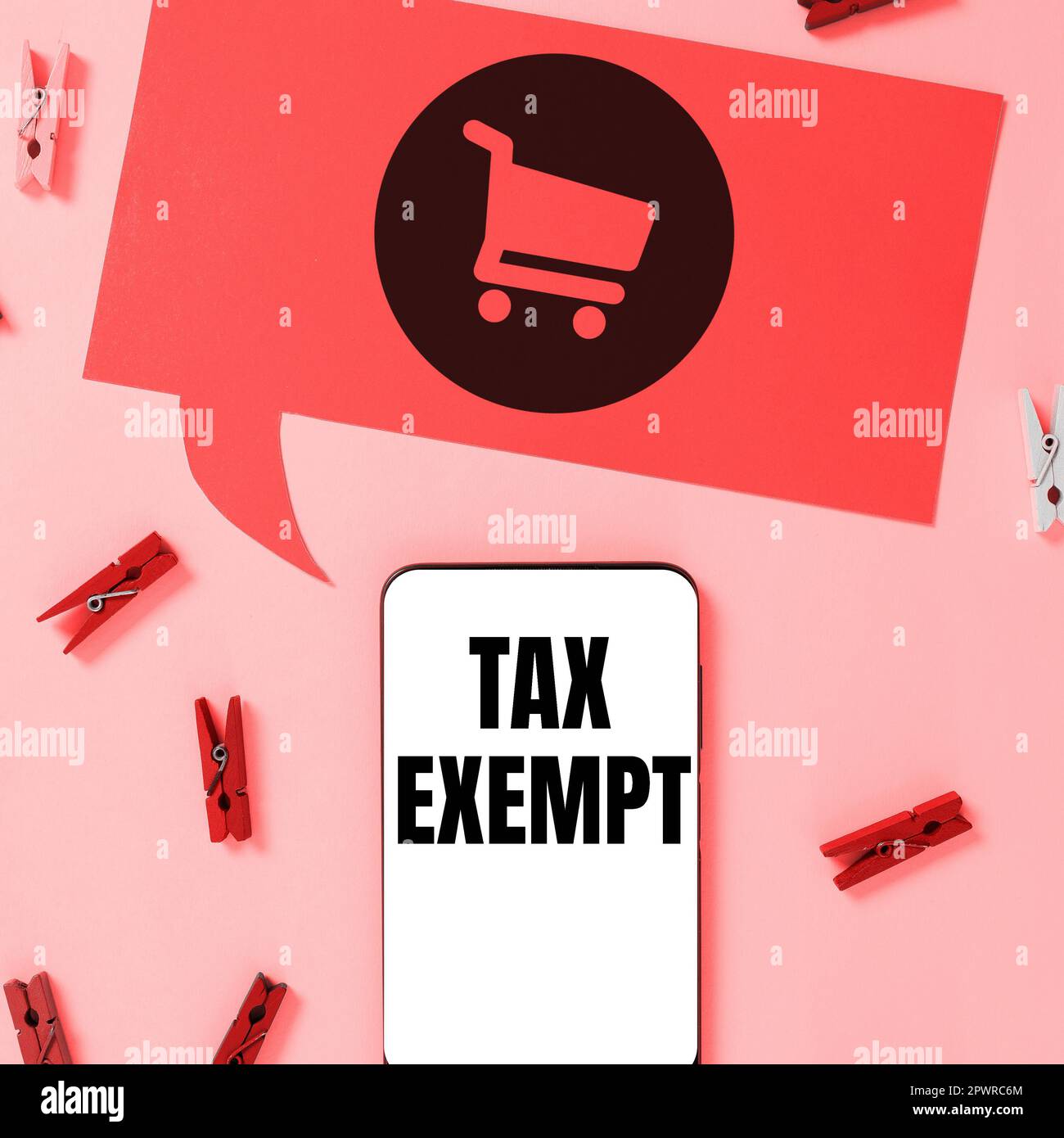 Affiche indiquant exemption d'impôt, mot pour revenu ou transactions qui sont exemptes d'impôts réduction de salaire Banque D'Images