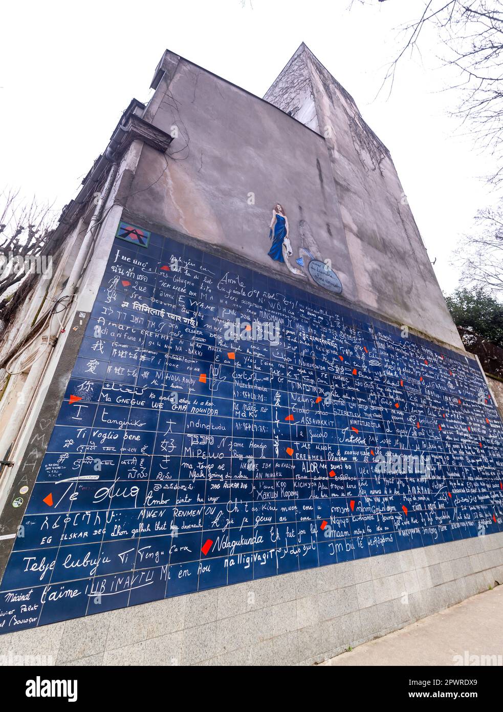 Paris, France - 19 janvier 2022 : le mur de moi vous aime à Montmartre, Paris, France. Banque D'Images
