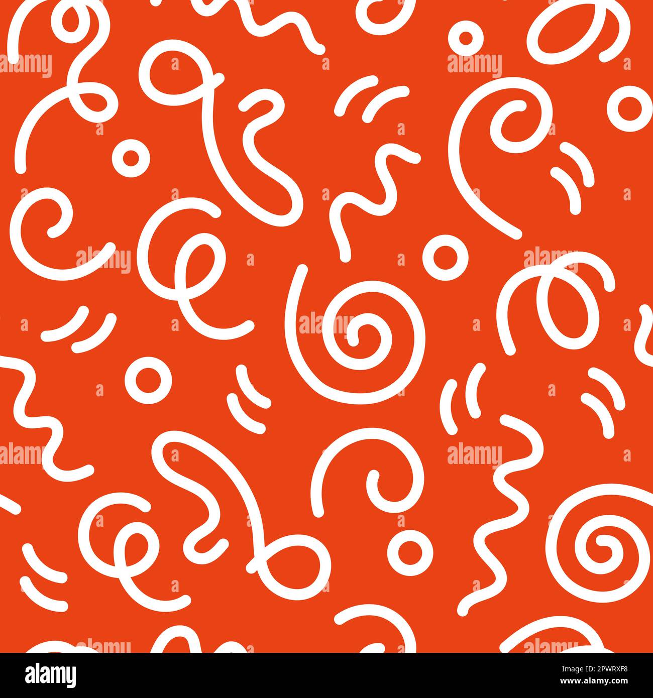 Motif style Doodle 90s sans couture sur fond orange avec des petits matraques. Illustration rétro à vecteur plat Illustration de Vecteur