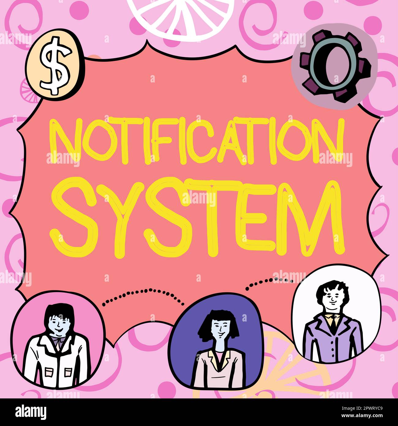 Écriture affichage de texte système de notification, Word écrit sur n ...