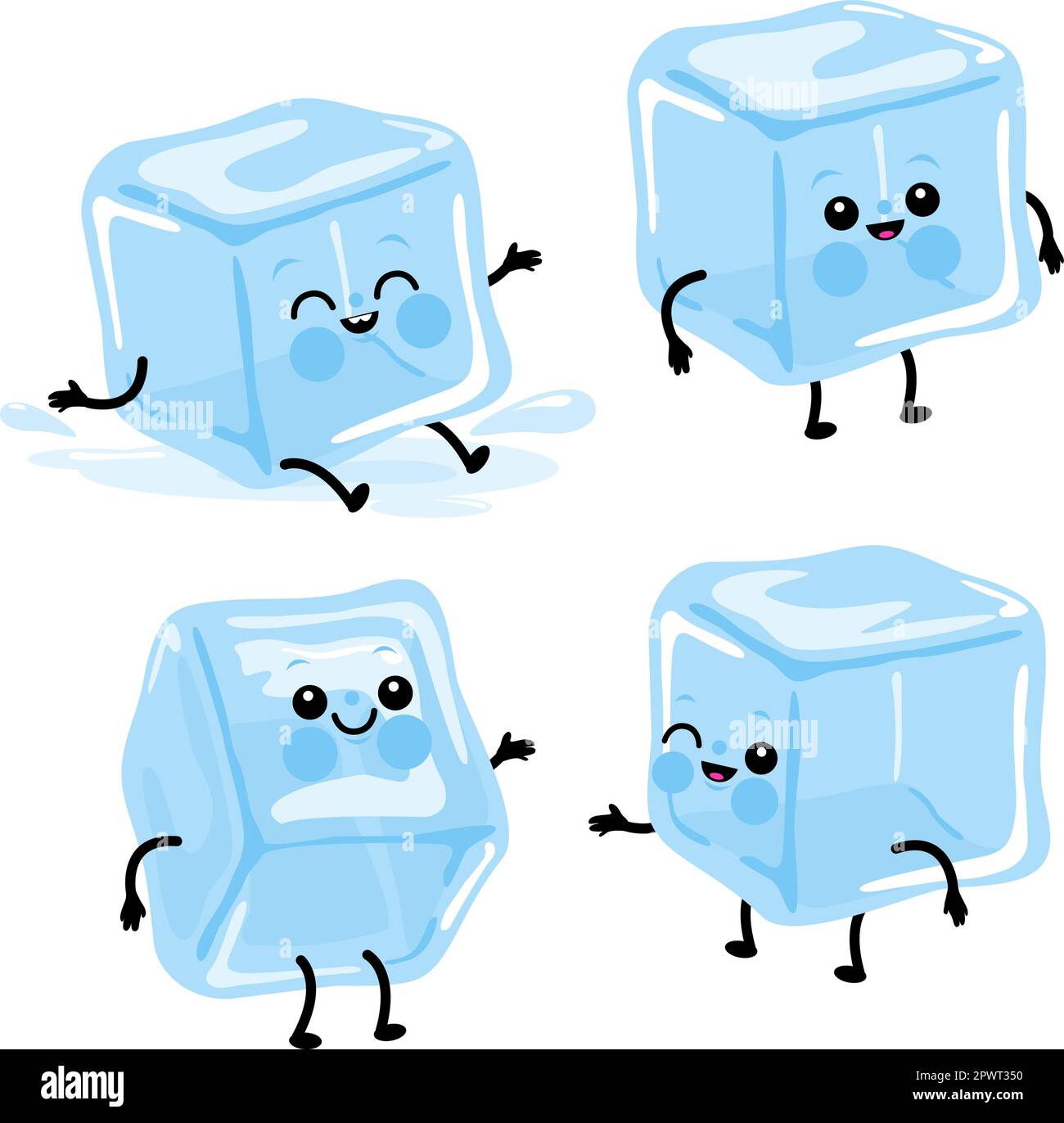 Personnages de cube de glace mignons. Illustration vectorielle. Illustration de Vecteur