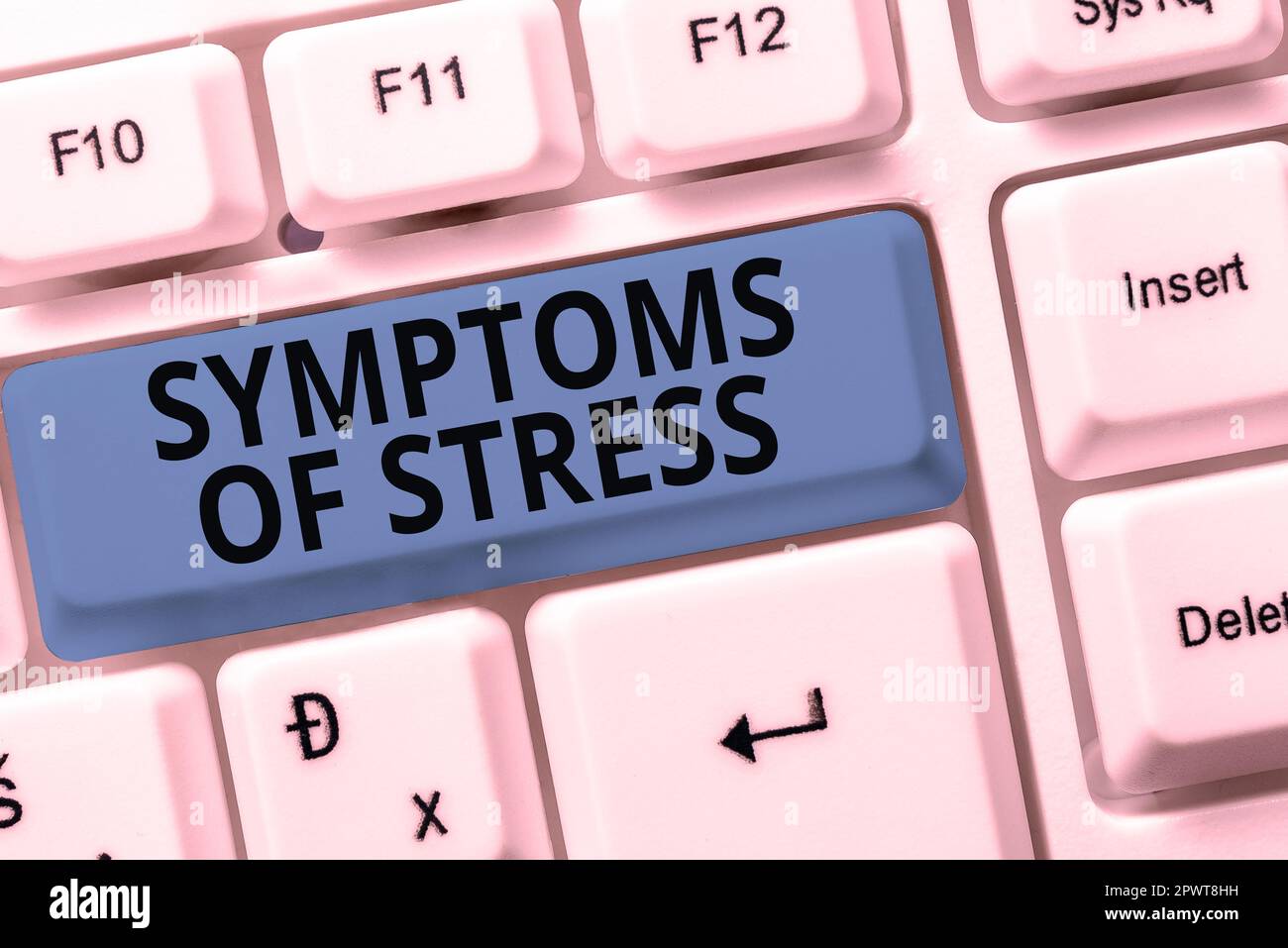 L'écriture affichant des symptômes de texte de stress, l'approche d'affaires servant de symptôme ou de signe en particulier de quelque chose de indésirable Banque D'Images