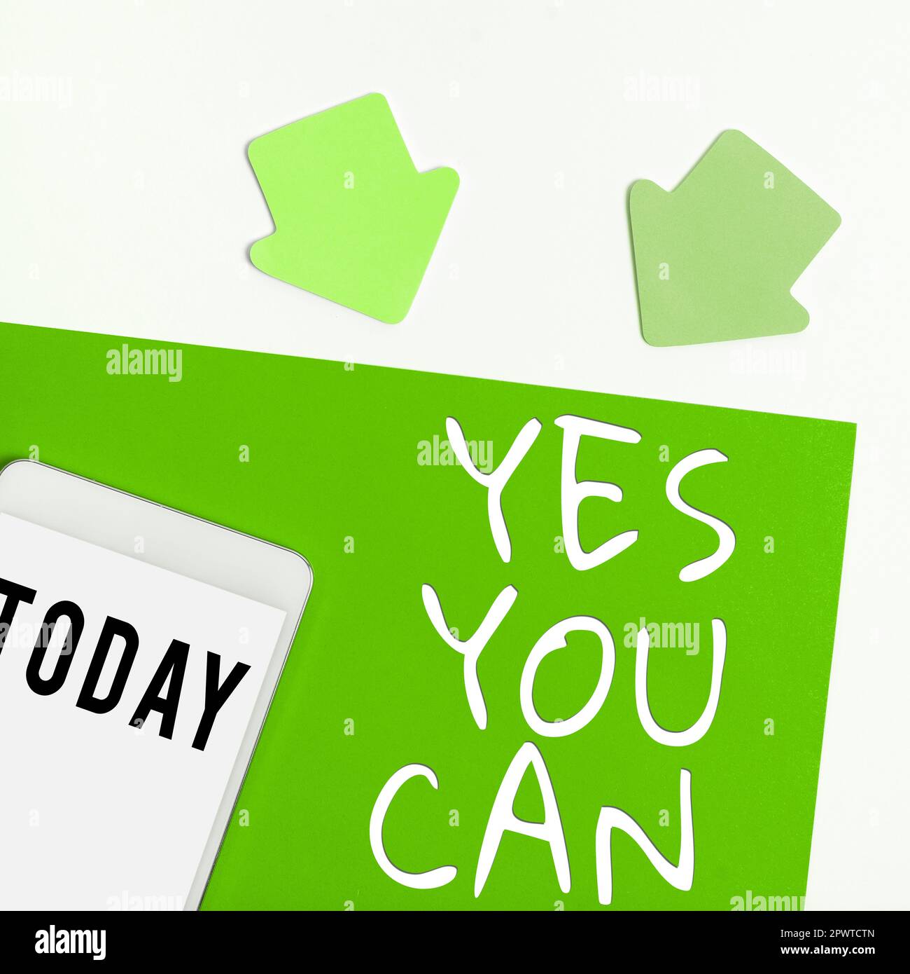 Affiche Oui vous pouvez, mot écrit sur la positivité encouragement persuader Dare confiance maintenir Banque D'Images