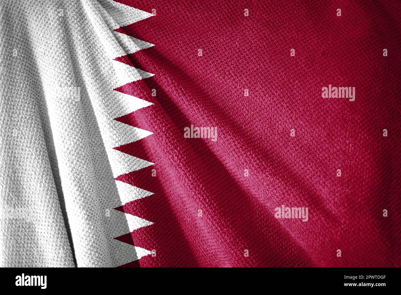 Drapeau du Qatar sur l'illustration de la surface de la serviette avec, symbole du pays Banque D'Images