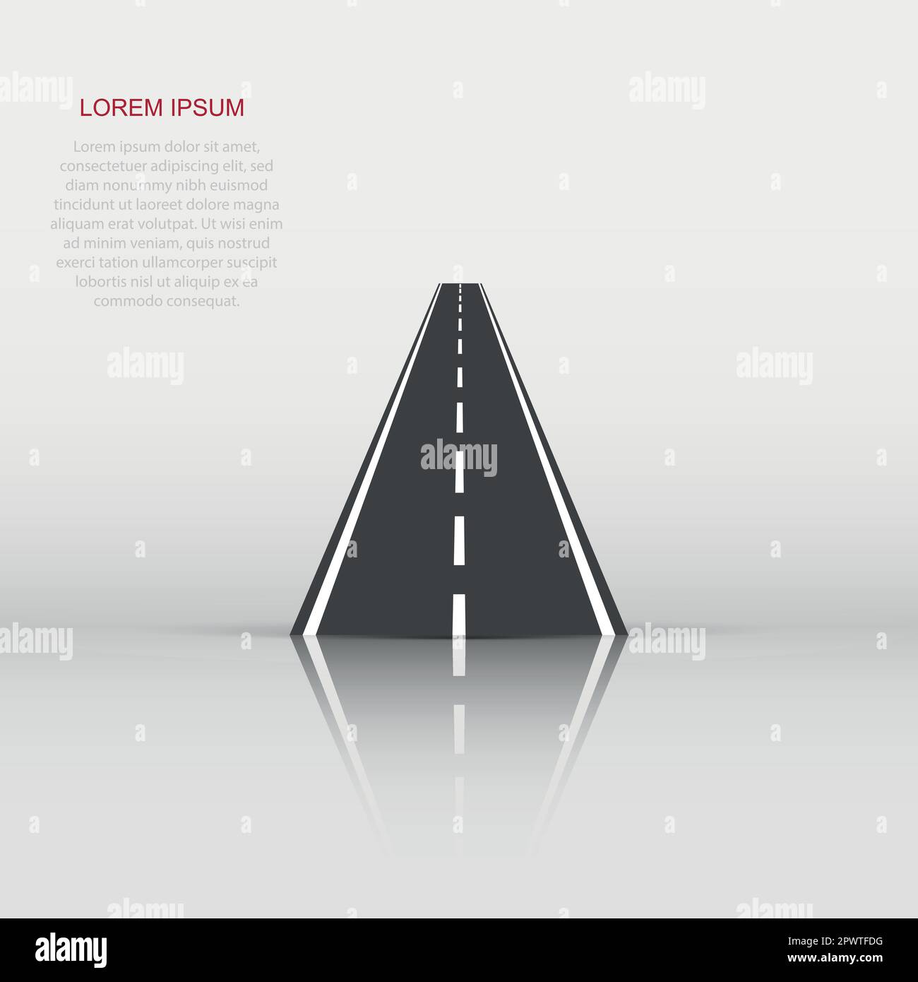 Route droite avec marquage blanc illustration vectorielle. Icône de l'autoroute. Illustration de Vecteur