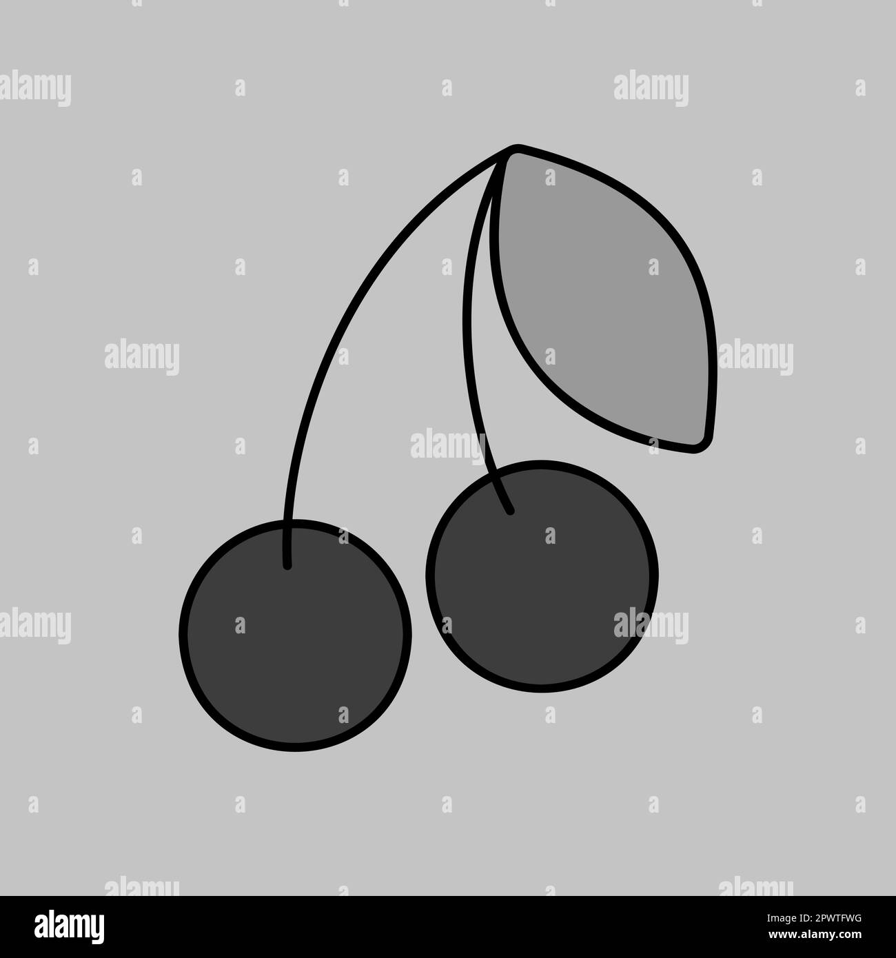 Icône d'échelle de gris vectorielle Cherry. Symbole graphique pour le site Web de restauration, la conception d'applications, les applications mobiles et les médias imprimés, le logo, l'interface utilisateur Illustration de Vecteur