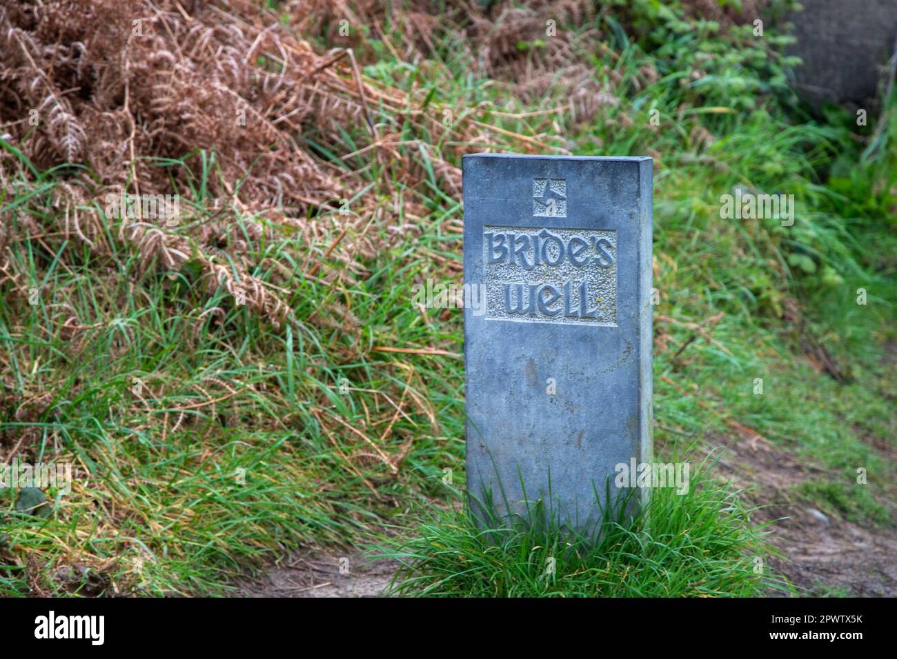 Tobar Bride Holy Well à Wicklow sur la promenade en falaise de Glen Beach Banque D'Images Tobar Bride Holy Well à Wicklow sur la promenade en falaise de Glen Beach Banque D'Images