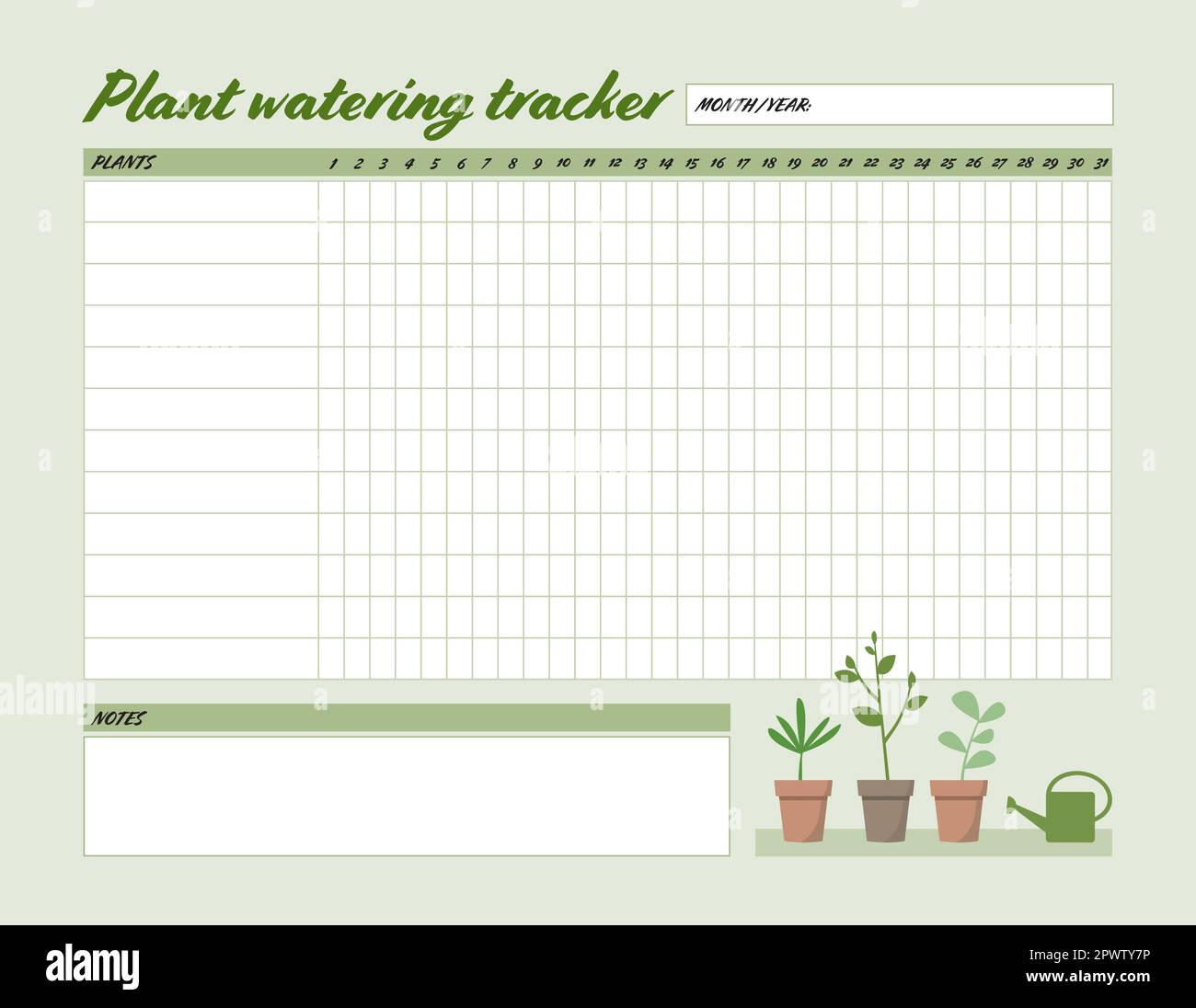 Tracker Imprimable D arrosage Des Plantes Mod le De Format Lettre Pour