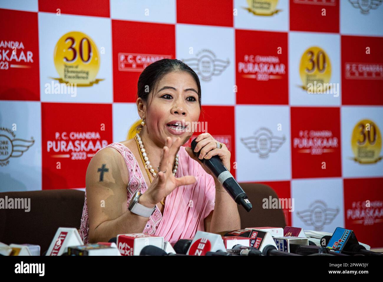 Kolkata, Inde. 01st mai 2023. Six fois Champion du monde de boxe amateur femmes MC Mary Kom a reçu le C.P. Chandra Award 2023 à l'auditorium de Science City, Kolkata. (Photo par Amlan Biswas/Pacific Press) Credit: Pacific Press Media production Corp./Alay Live News Banque D'Images