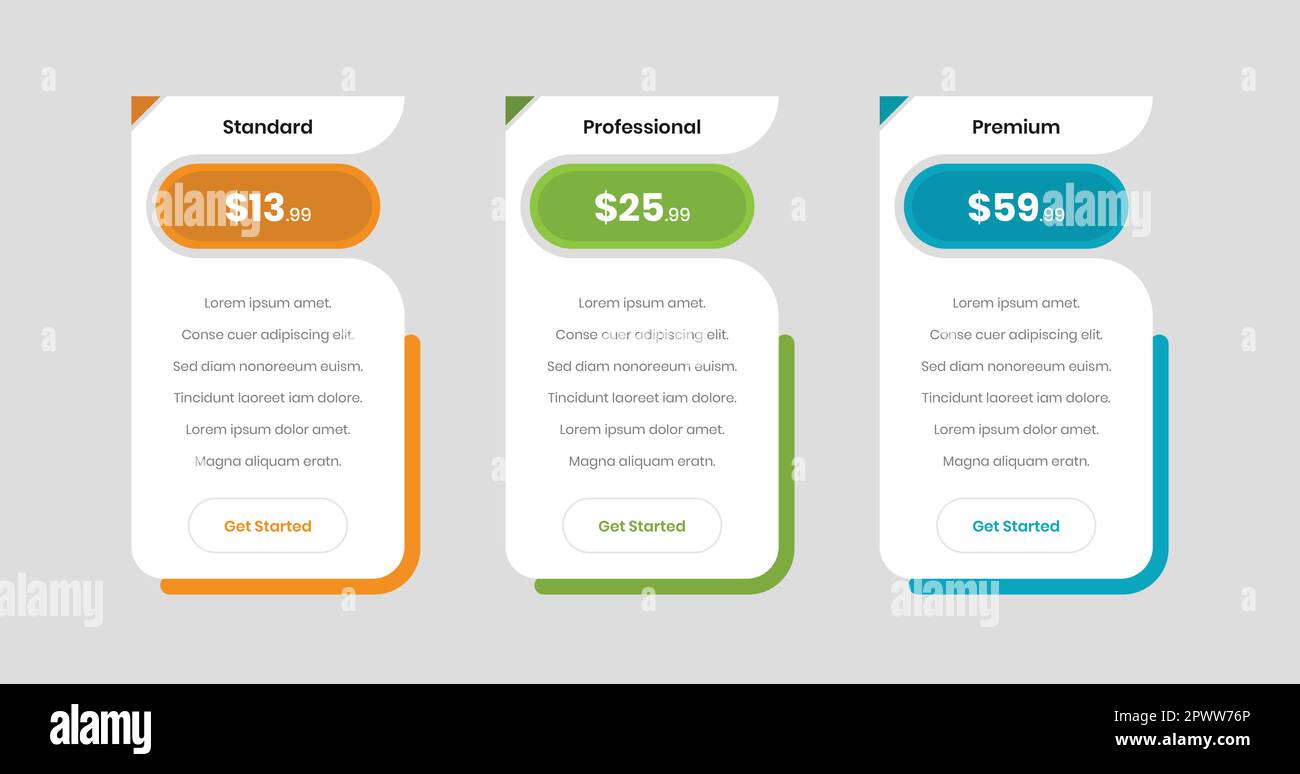 Modèle d'interface utilisateur Web du tableau de comparaison des prix minimal Illustration de Vecteur
