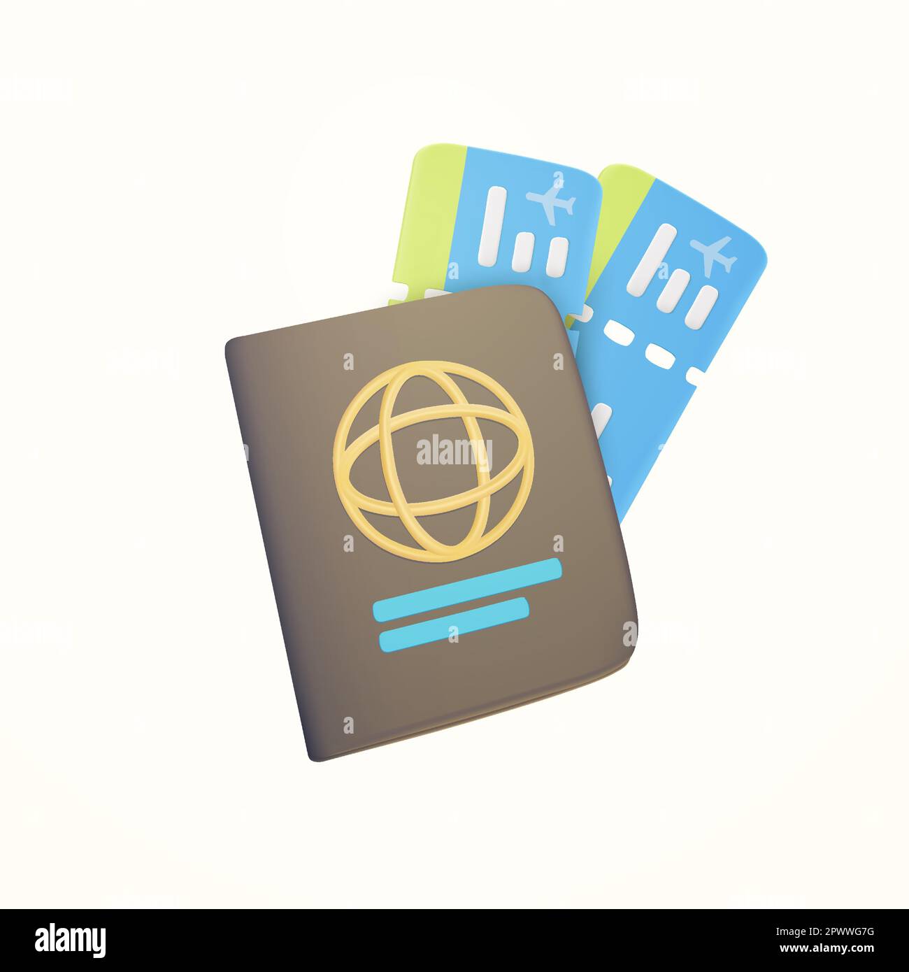 3D illustration d'une carte d'identité internationale avec globe pour les vacances et le voyage avec des billets d'avion et des billets d'avion. Passeports, cartes d'embarquement et avion. Concept de voyage. Service de réservation ou de voyage. Illustration vectorielle Illustration de Vecteur