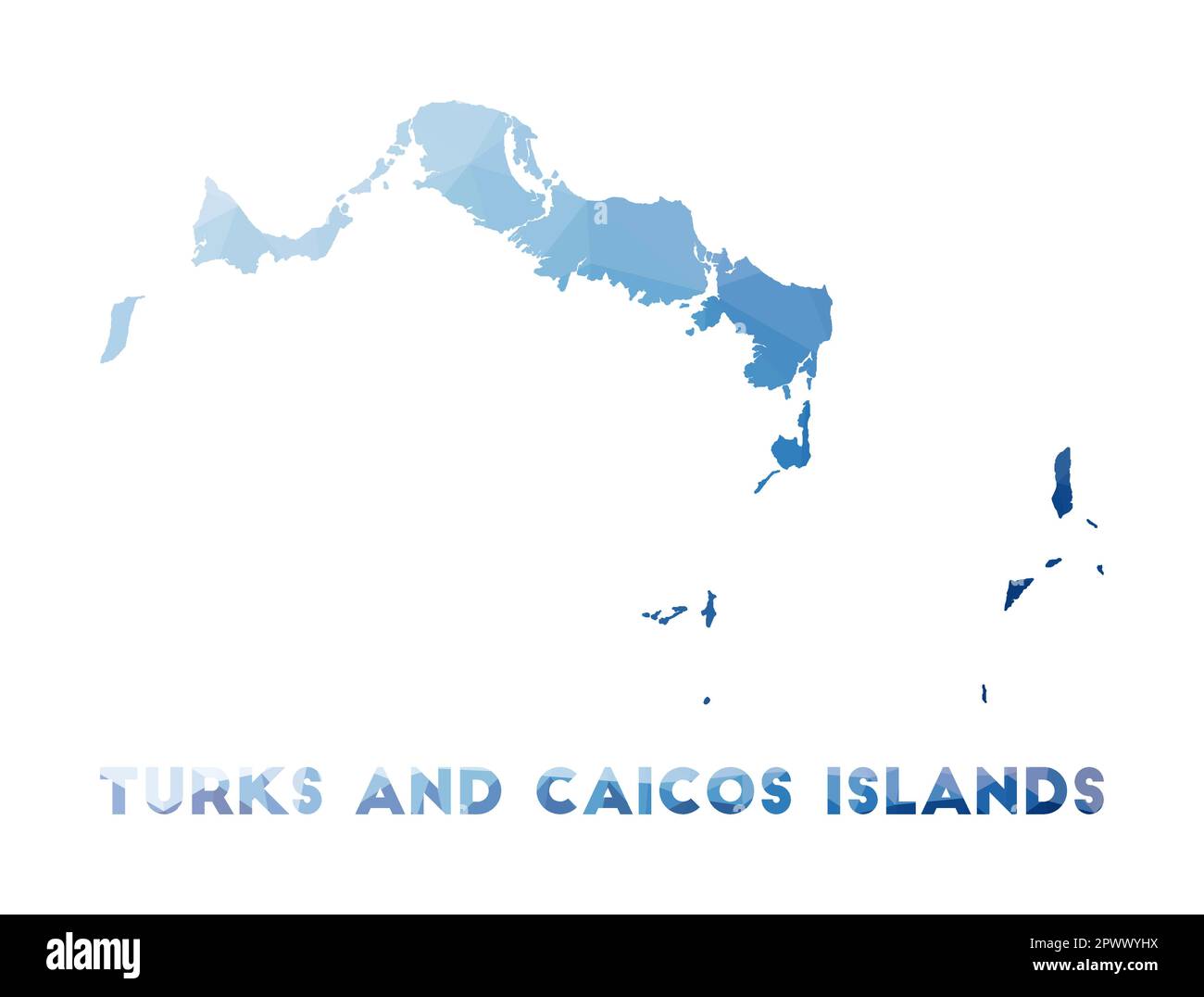 Carte poly basse des îles Turques et Caïques. Illustration géométrique de l'île. Carte polygonale des îles Turks et Caicos. Technologie, Internet, réseau Illustration de Vecteur