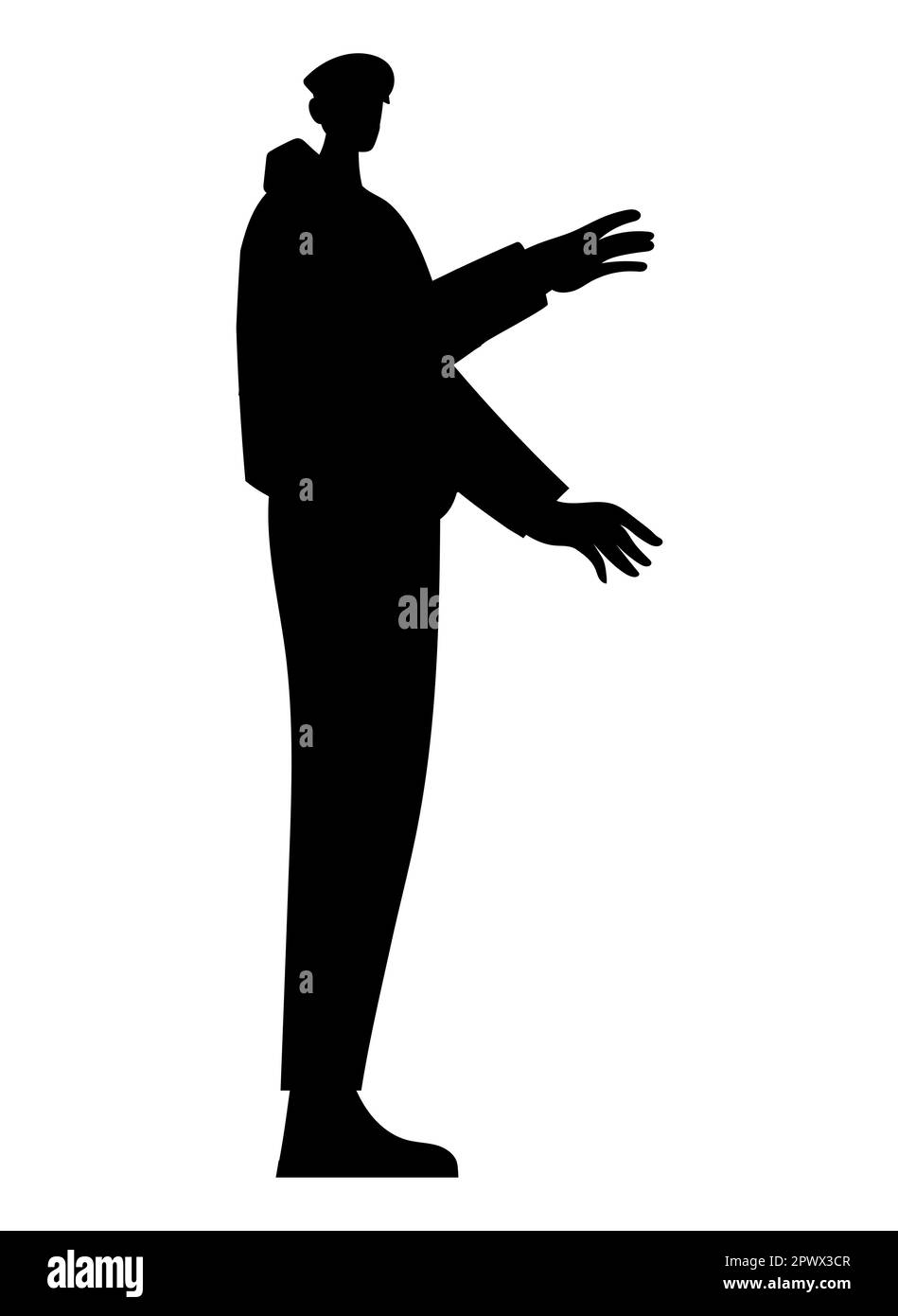 Un adolescent parlant et gestant avec les mains isolées sur fond blanc, illustration noire de vecteur de silhouette Illustration de Vecteur