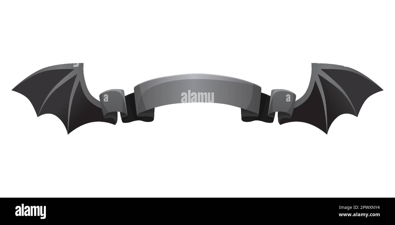 Ruban noir avec ailes de diable pour Halloween. Illustration de Vecteur