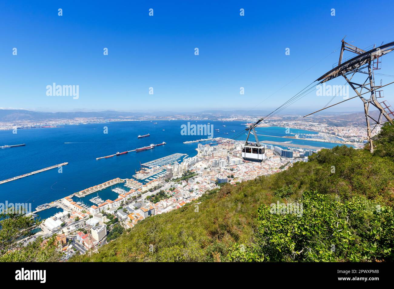 Gibraltar téléphérique port mer Méditerranée voyage voyage ville aperçu voyage Banque D'Images