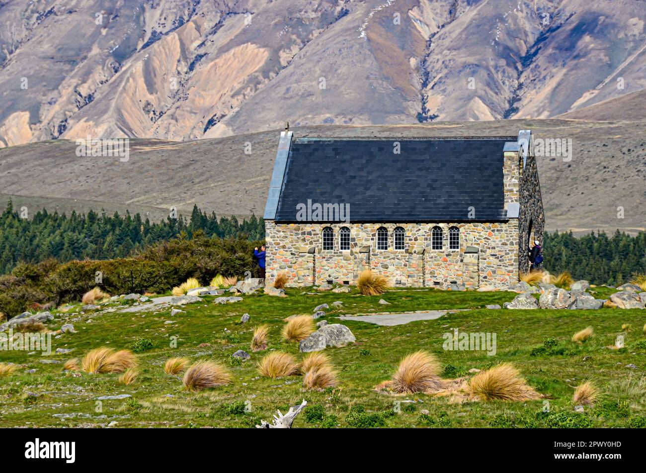 L'église du bon Berger se trouve sur les rives pittoresques du lac Tekapo Banque D'Images