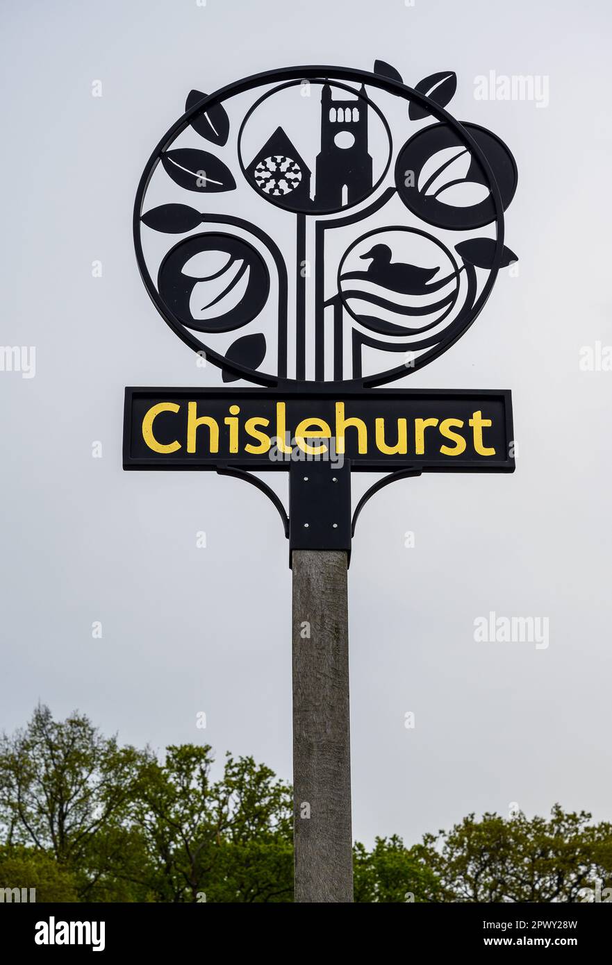 Chislehurst, Kent, RoyaumeUni panneau du village de Chislehurst sur
