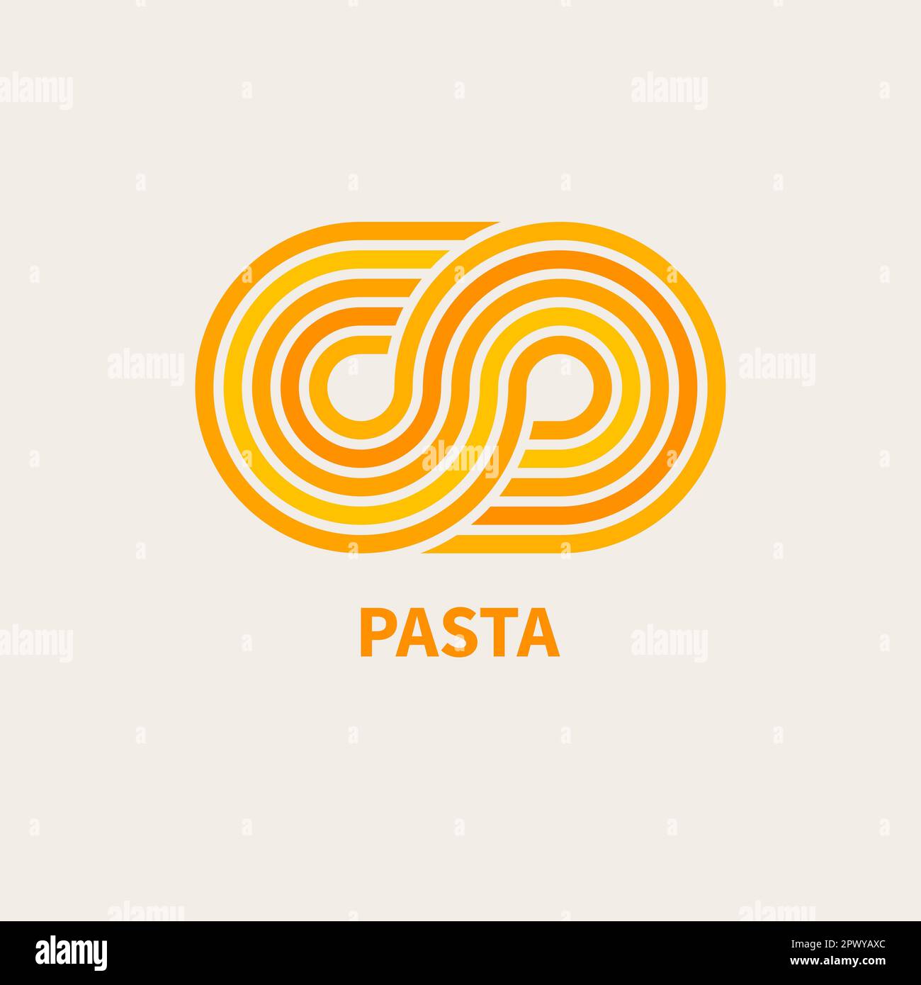 Logo des pâtes, boucle géométrique de nouilles, symbole vectoriel isolé. Logotype pour café, restaurant italien, spaghetti vecteur concept Illustration de Vecteur