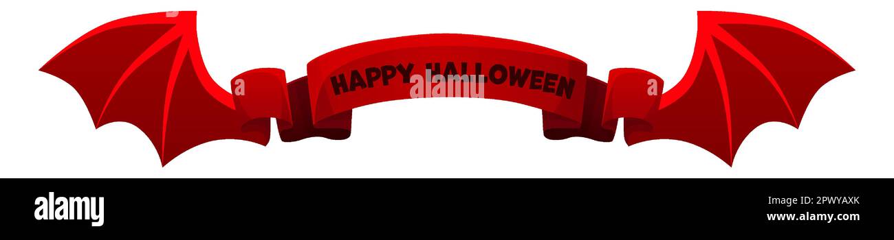 Ruban rouge avec ailes de diable pour Halloween. Illustration de Vecteur