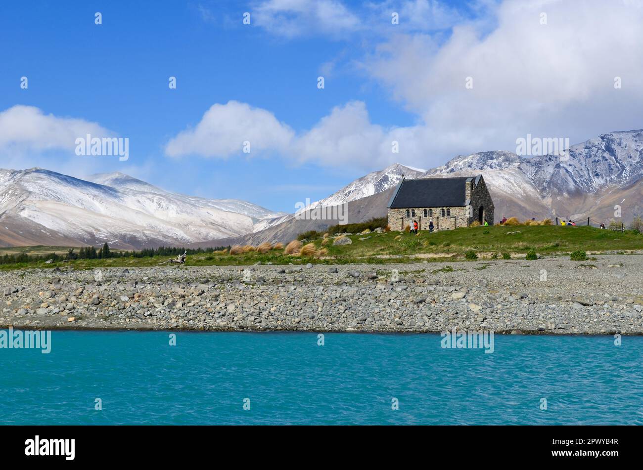 Église du bon Berger sur les rives pittoresques du lac Tekapo en Nouvelle-Zélande Banque D'Images