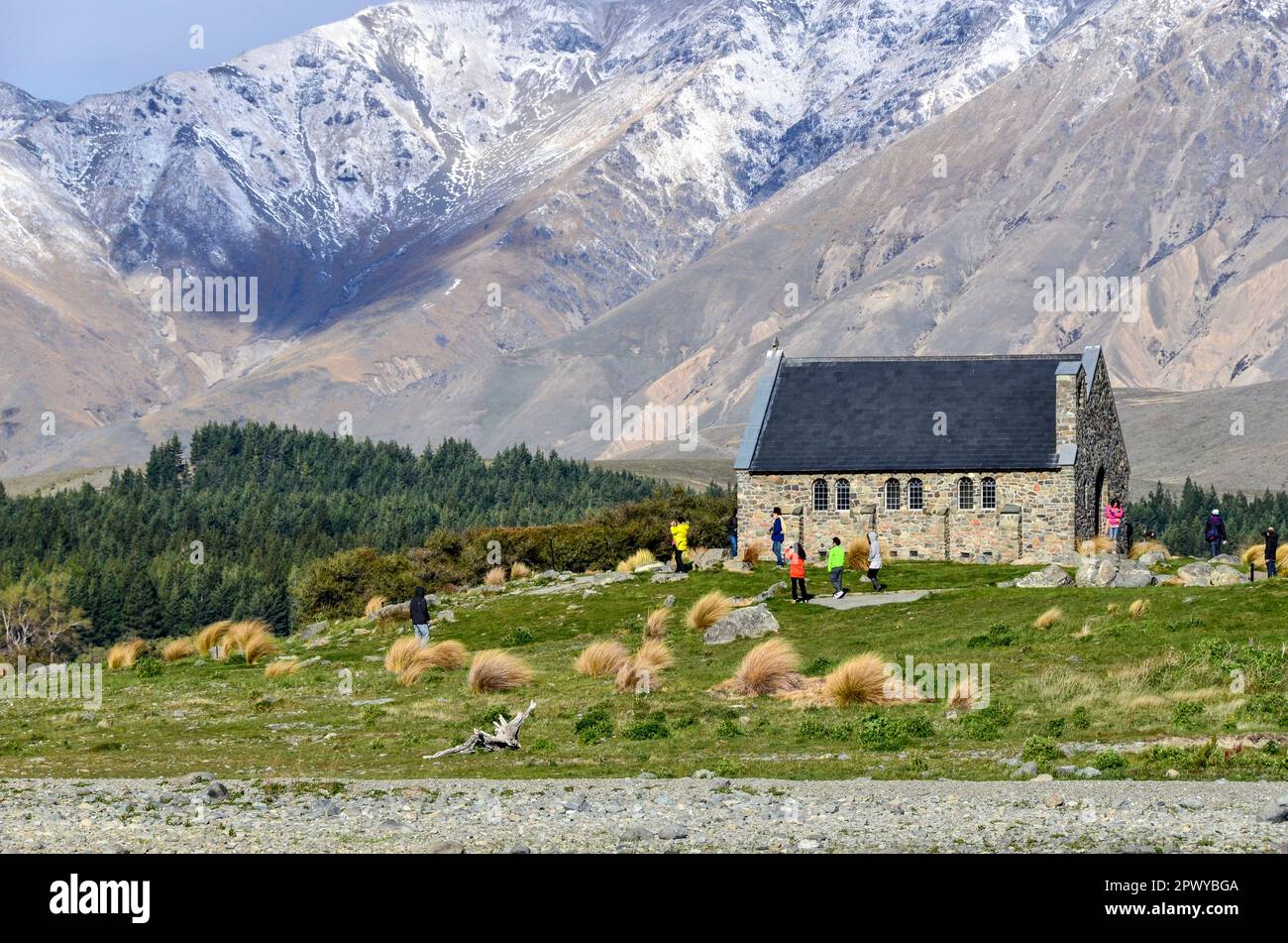 Église du bon Berger sur les rives pittoresques du lac Tekapo en Nouvelle-Zélande Banque D'Images