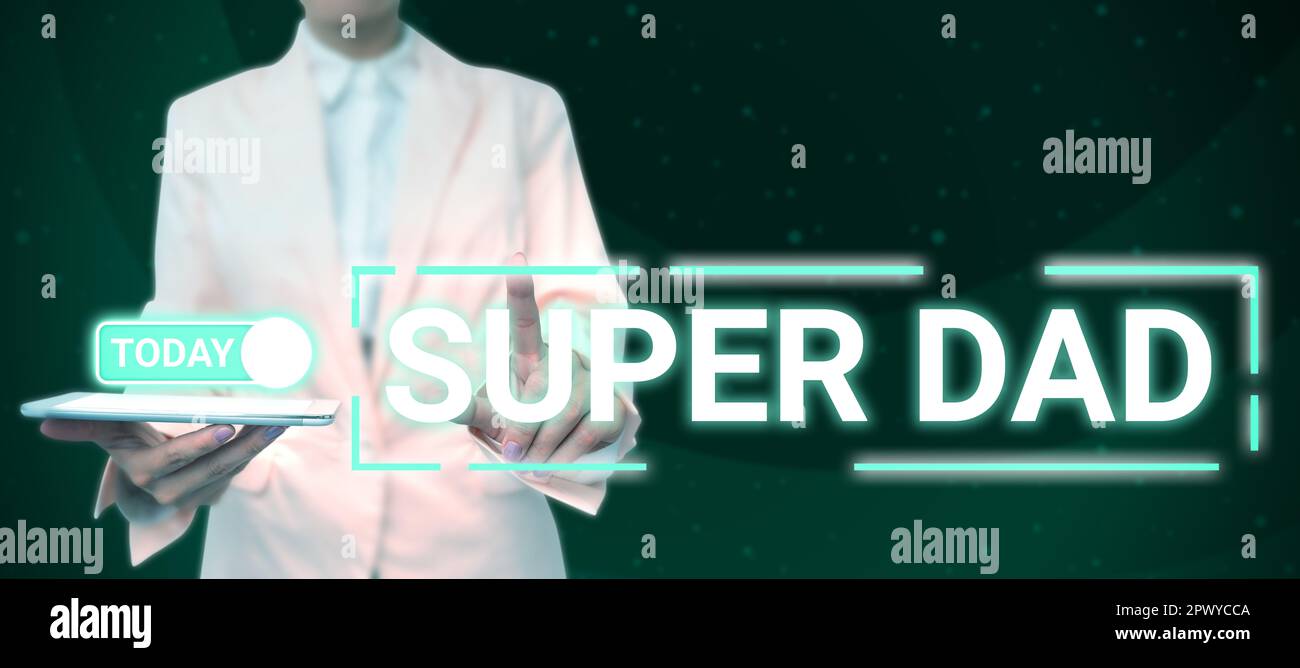 Signe d'écriture à la main Super papa, Business Approach enfants idol et super héros une inspiration à regarder sur Banque D'Images