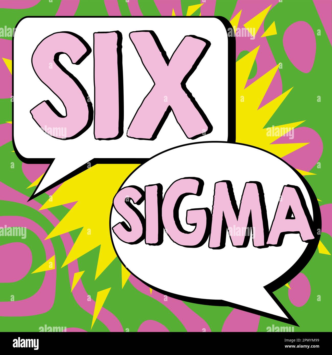 Légende présentant six Sigma, techniques de gestion de concept d'entreprise pour améliorer les processus d'entreprise Banque D'Images