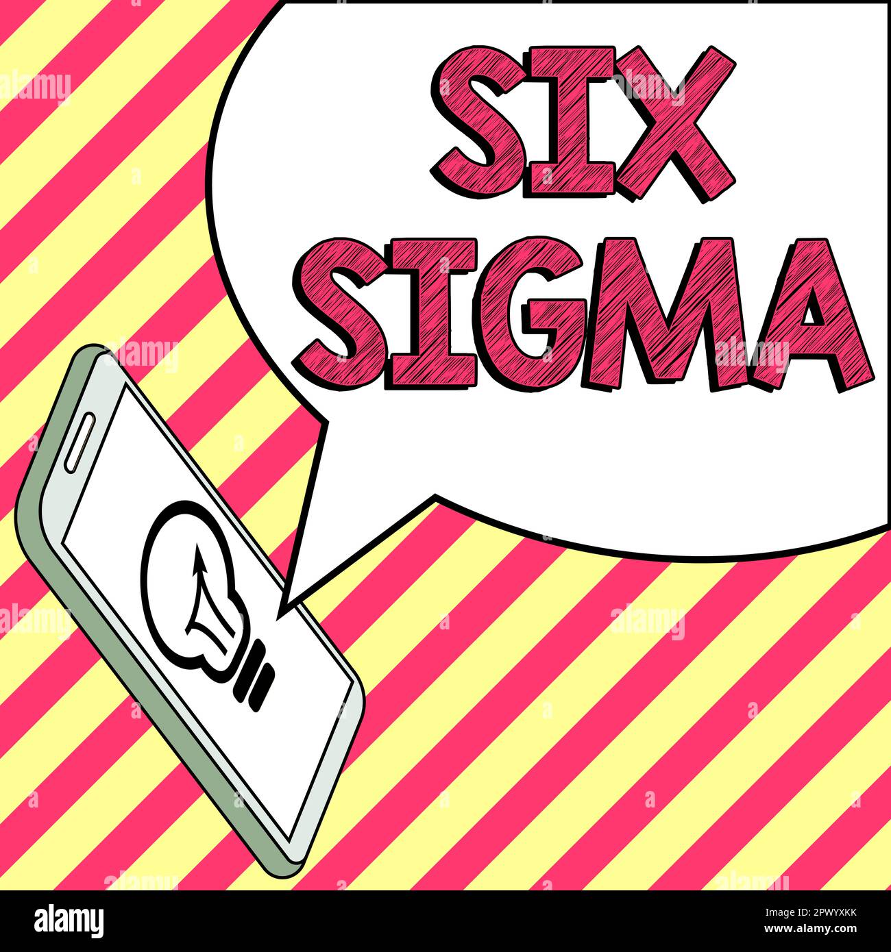 Légende présentant six Sigma, techniques de gestion de concept Internet pour améliorer les processus métier Banque D'Images