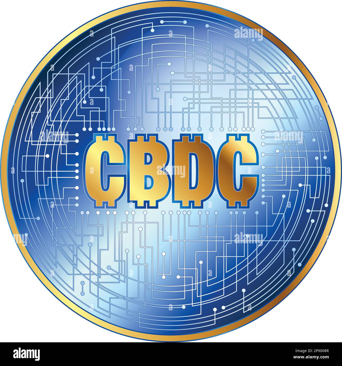 CBDC monnaie numérique fantaisie jeton pièce, illustration vectorielle Illustration de Vecteur