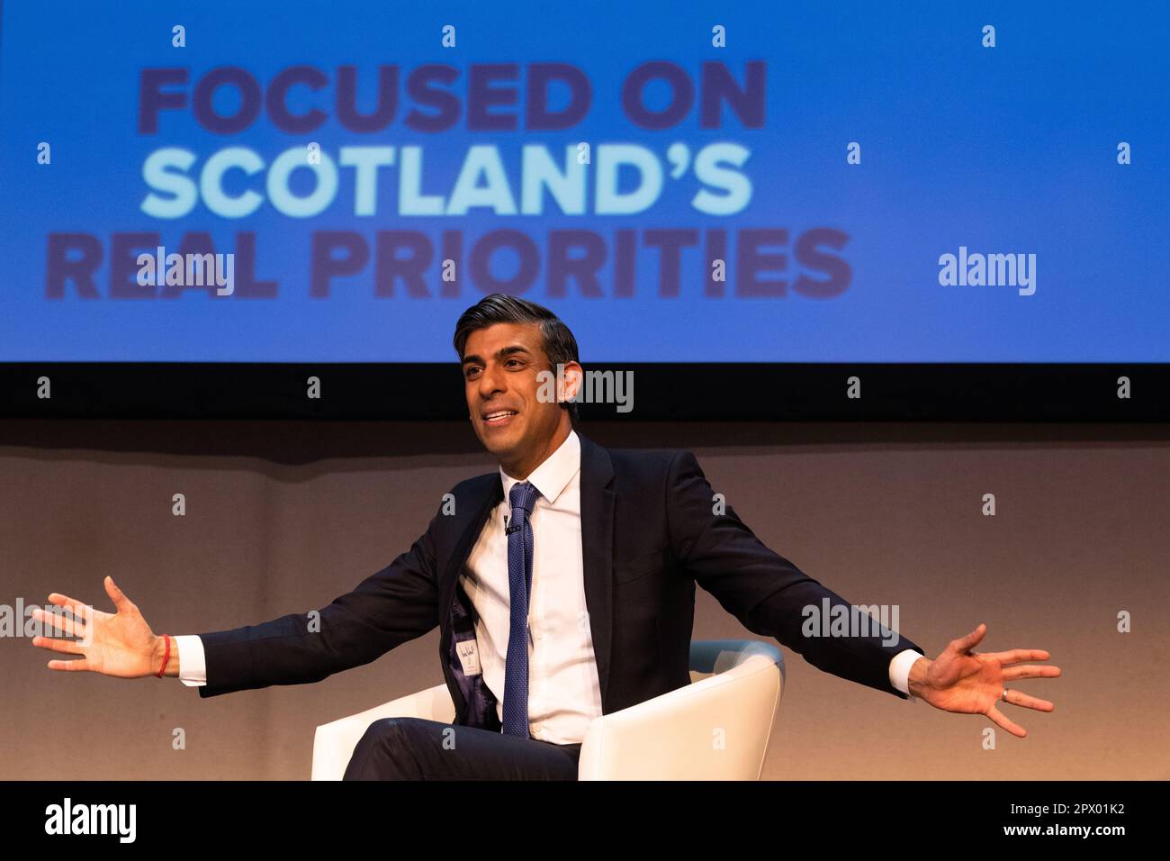 Rishi Sunak 2023 - à la Conférence des Conservateurs écossais de Glasgow, Écosse, du 28 au 23 avril 2023 Banque D'Images