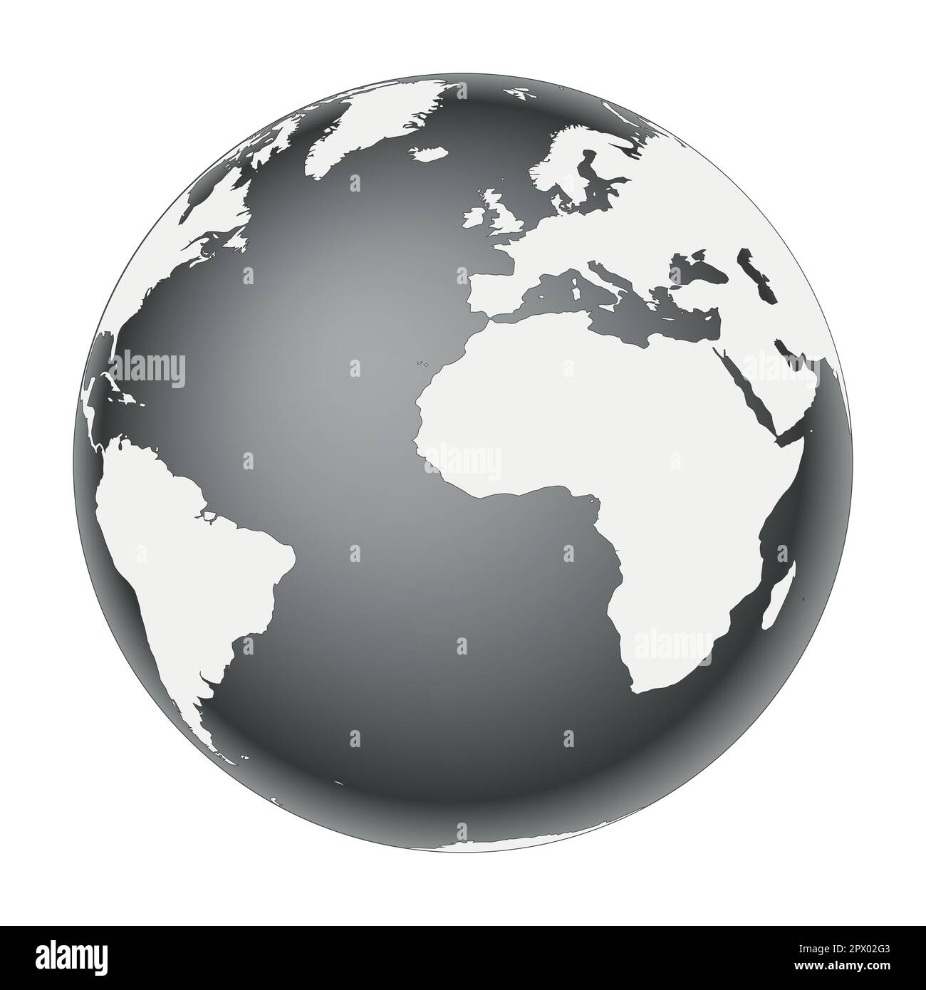 Globe terrestre - carte du monde avec continents sur la planète Terre, illustration vectorielle noir et blanc Illustration de Vecteur