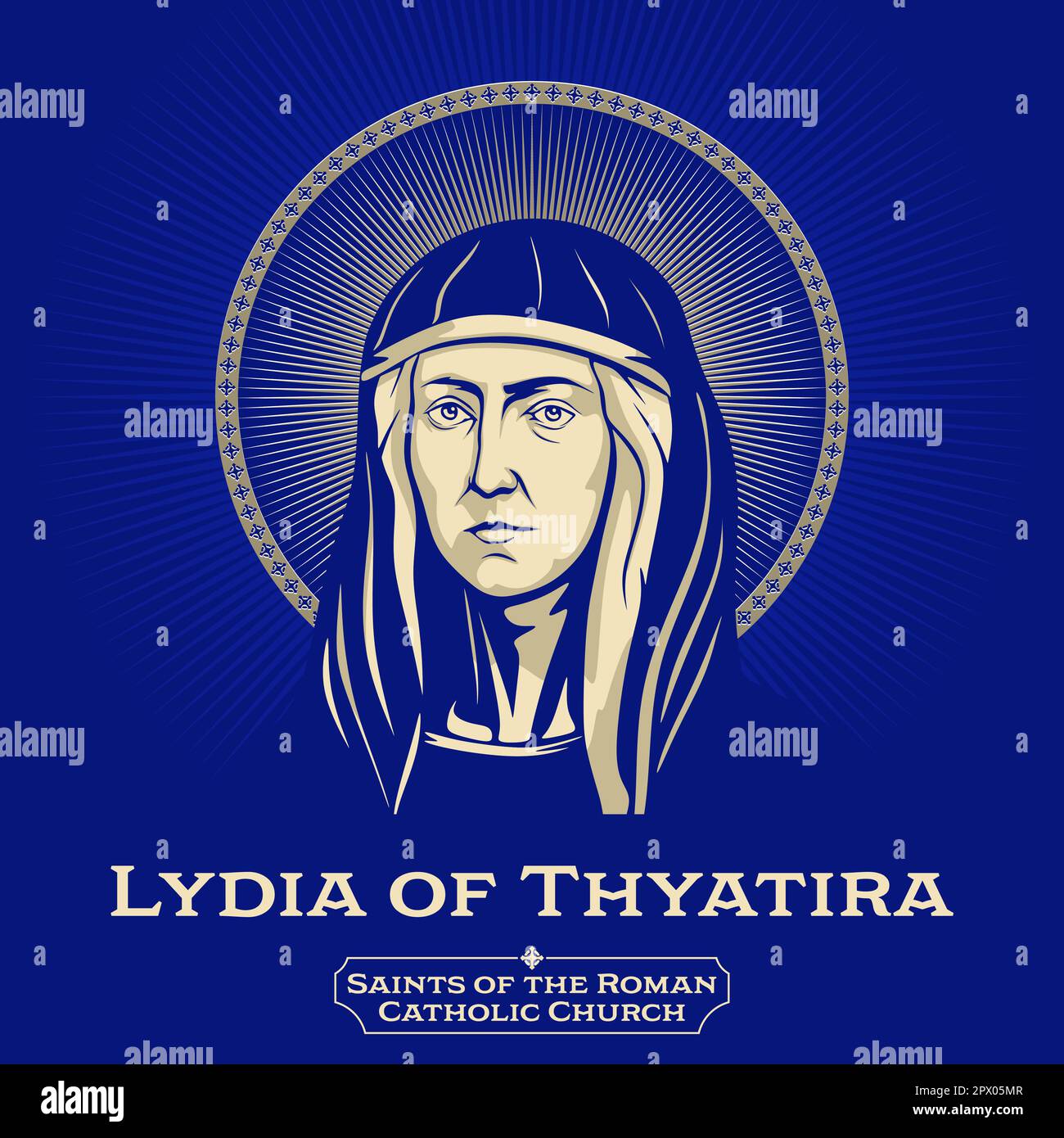 Saints catholiques. Lydia de Thyatire est une femme mentionnée dans le Nouveau Testament qui est considérée comme la première conversion documentée au christianisme en Europe Illustration de Vecteur Saints catholiques. Lydia de Thyatire est une femme mentionnée dans le Nouveau Testament qui est considérée comme la première conversion documentée au christianisme en Europe Illustration de Vecteur