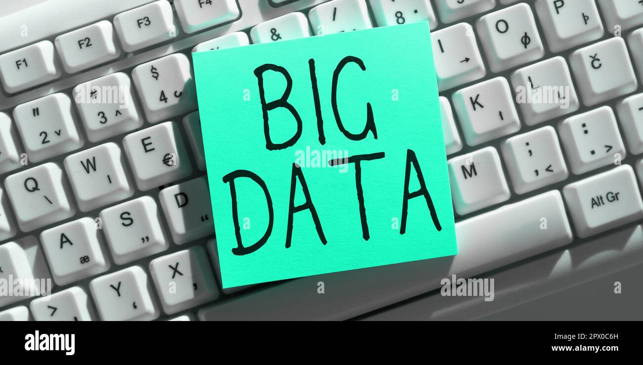 Signature manuscrite Big Data, concept signifiant ensembles si complexes que les logiciels traditionnels ne peuvent pas les traiter Banque D'Images