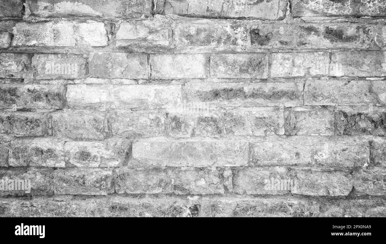 Texture abstraite de mur de brique blanche pour l'arrière-plan du motif. Image panoramique large. Banque D'Images