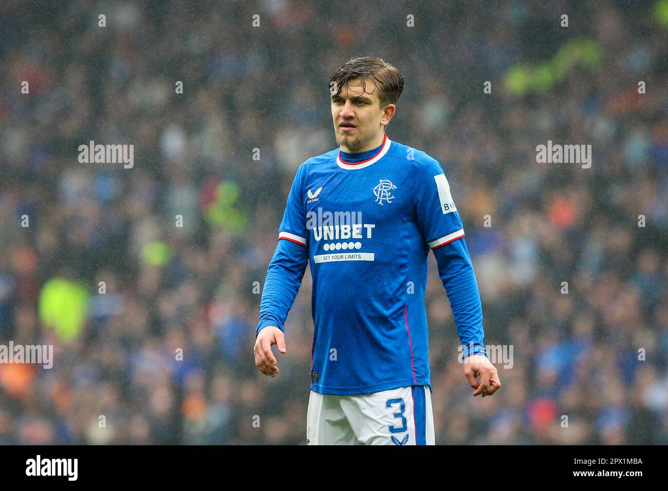 Ridvan Yilmaz, joueur de football professionnel, avec le Rangers FC, pendant la demi-finale de la coupe écossaise à Hampden Park, Glasgow, Écosse, Royaume-Uni Banque D'Images