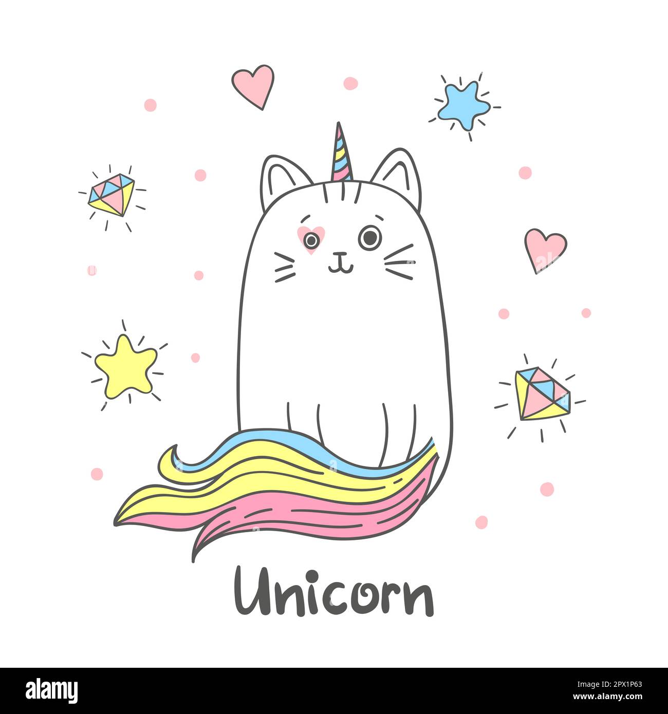 Illustration vectorielle de la licorne chat arc-en-ciel mignon Image  Vectorielle Stock - Alamy
