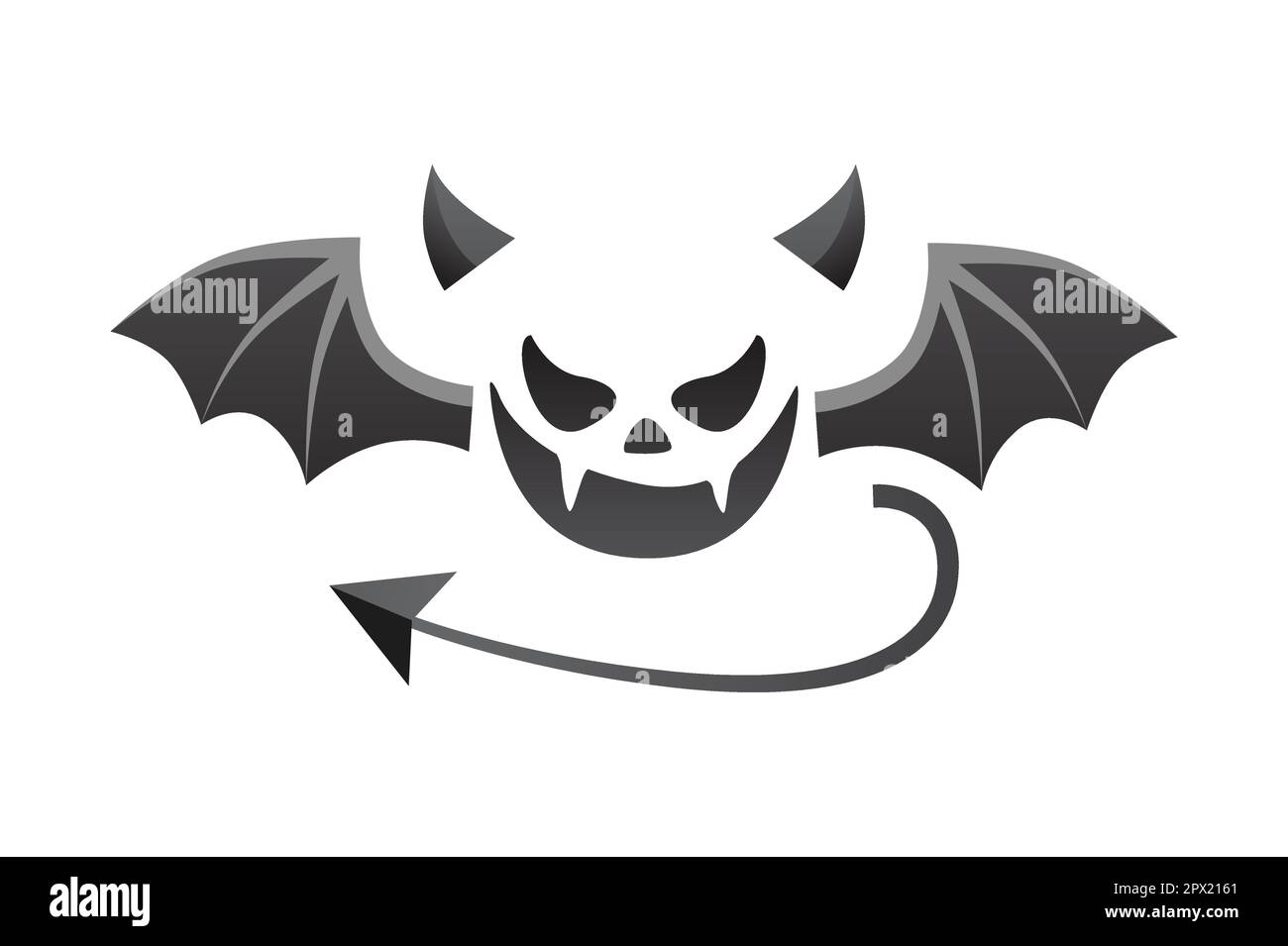 Queue de diable, cornes et ailes. Éléments noirs démoniaques pour la décoration photo. Illustration vectorielle. Illustration de Vecteur