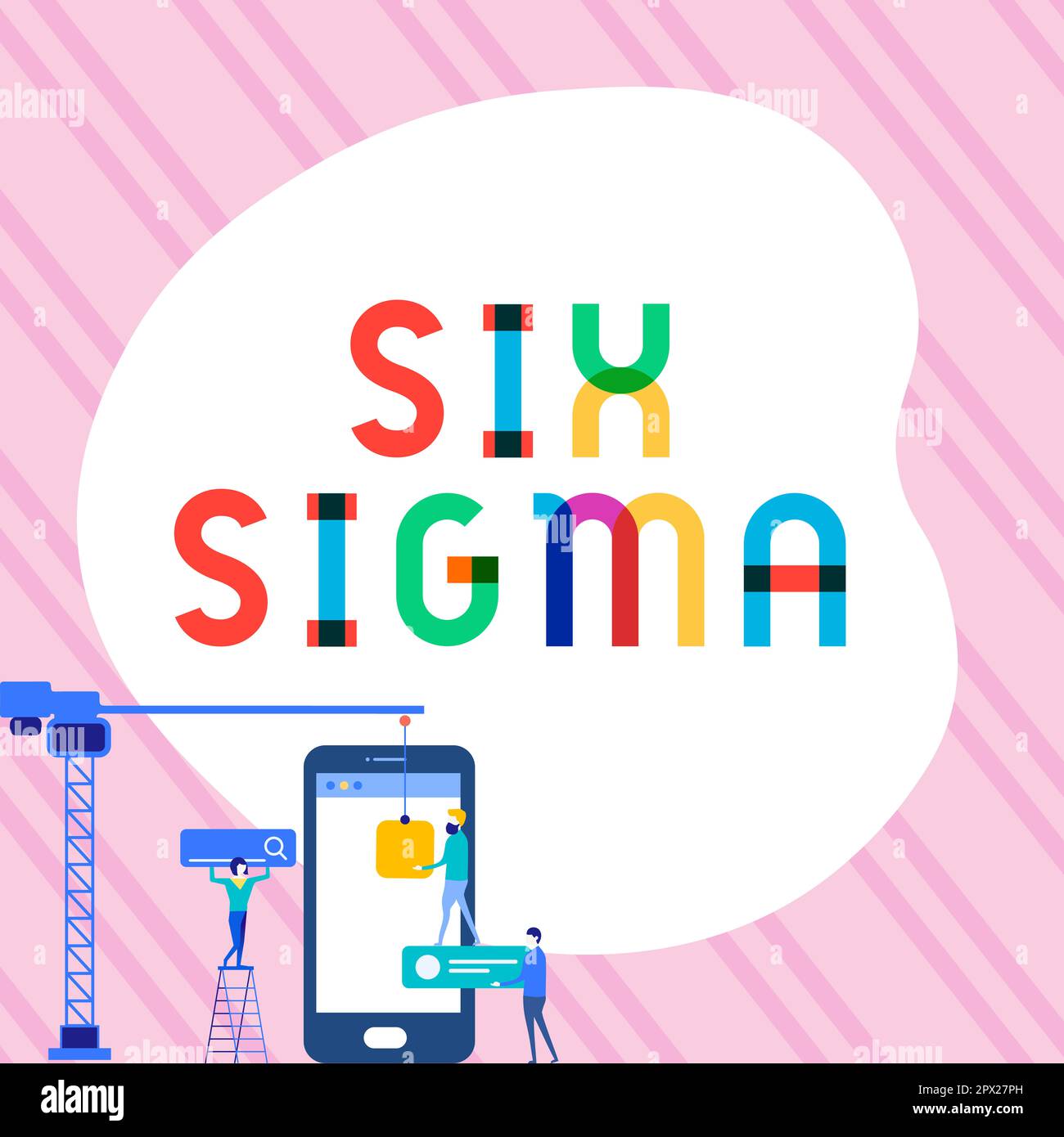 Légende présentant six Sigma, les techniques de gestion de la présentation commerciale pour améliorer les processus métier Banque D'Images