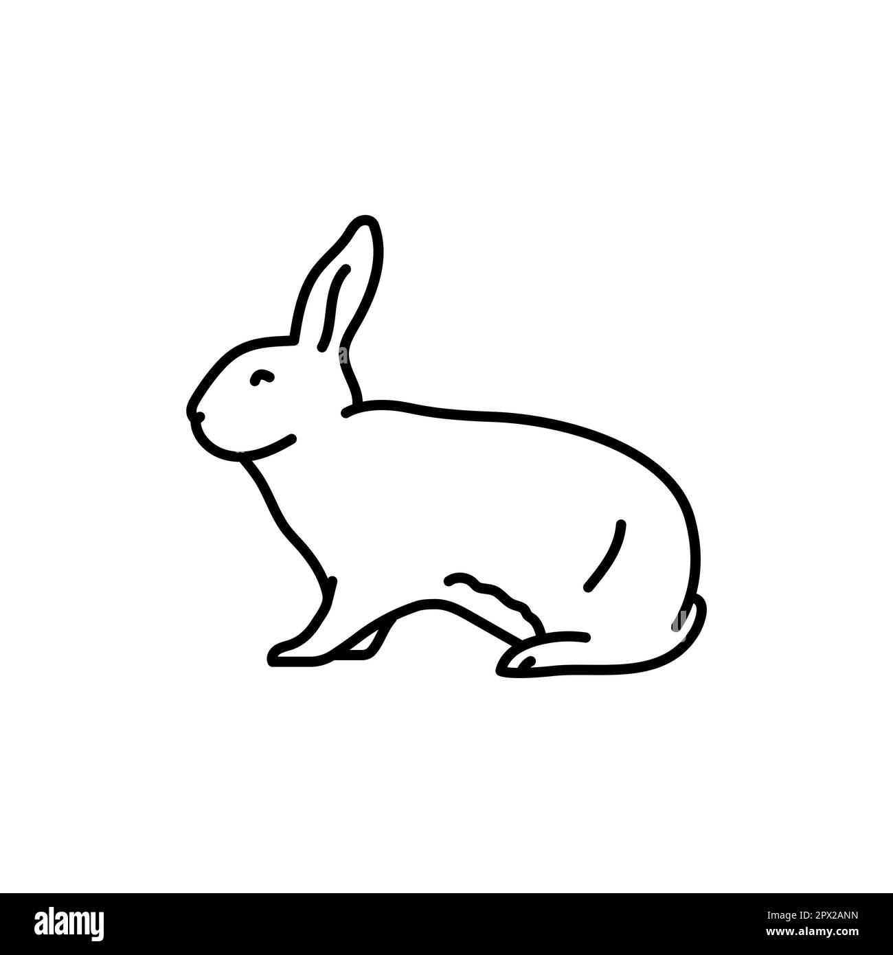 Icône de ligne noire de lapin. Animaux de ferme. Pictogramme pour page Web, application mobile, Promo. Illustration de Vecteur