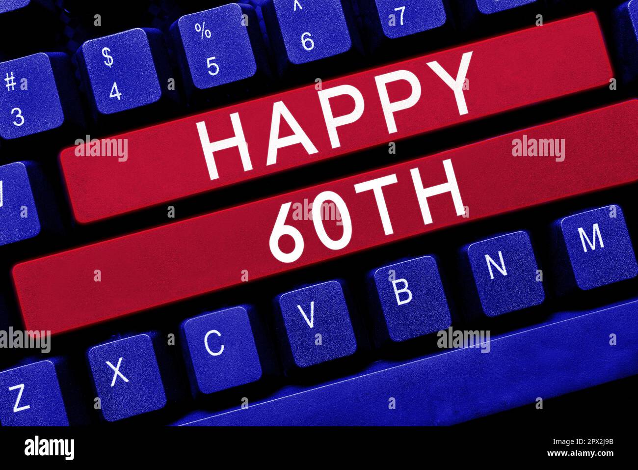 Texte d'écriture Happy 60th, Business concept une occasion joyeuse pour un événement spécial pour marquer l'année 60th Banque D'Images